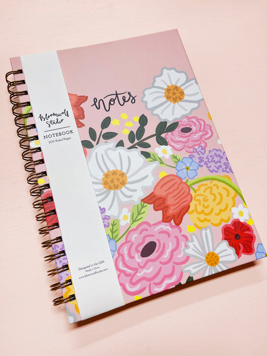 Pink Floral Spiral Notebook