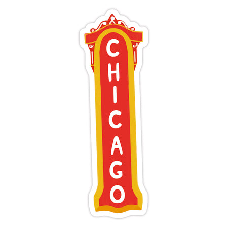 Chicago Sticker - Bloomwolf Studio Sticker With the Red Chicago Theater Signage Design