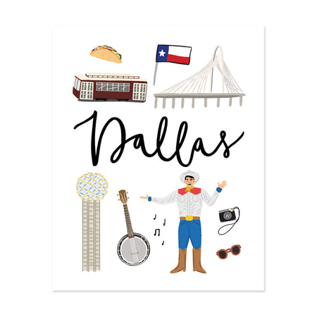 City Art Prints - Dallas - Bloomwolf Studio Print About Things to Do in Dallas, Neutral Colors, City Landmarks + Historical Places + Notable Places