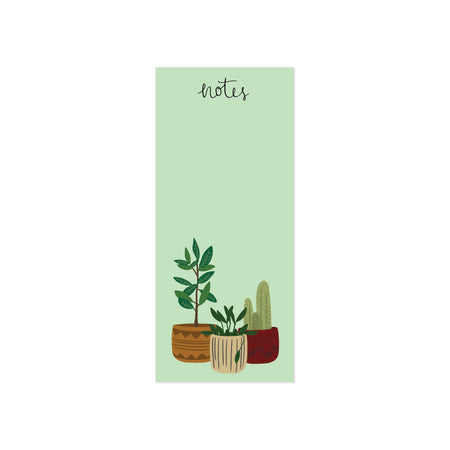 Potted Plants Notes Notepad - Bloomwolf Studio Tear Off Notepad, Green Plants, Brown, Red and Beige Pots