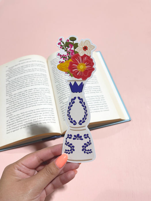 Azul Floral Die-Cut Bookmark