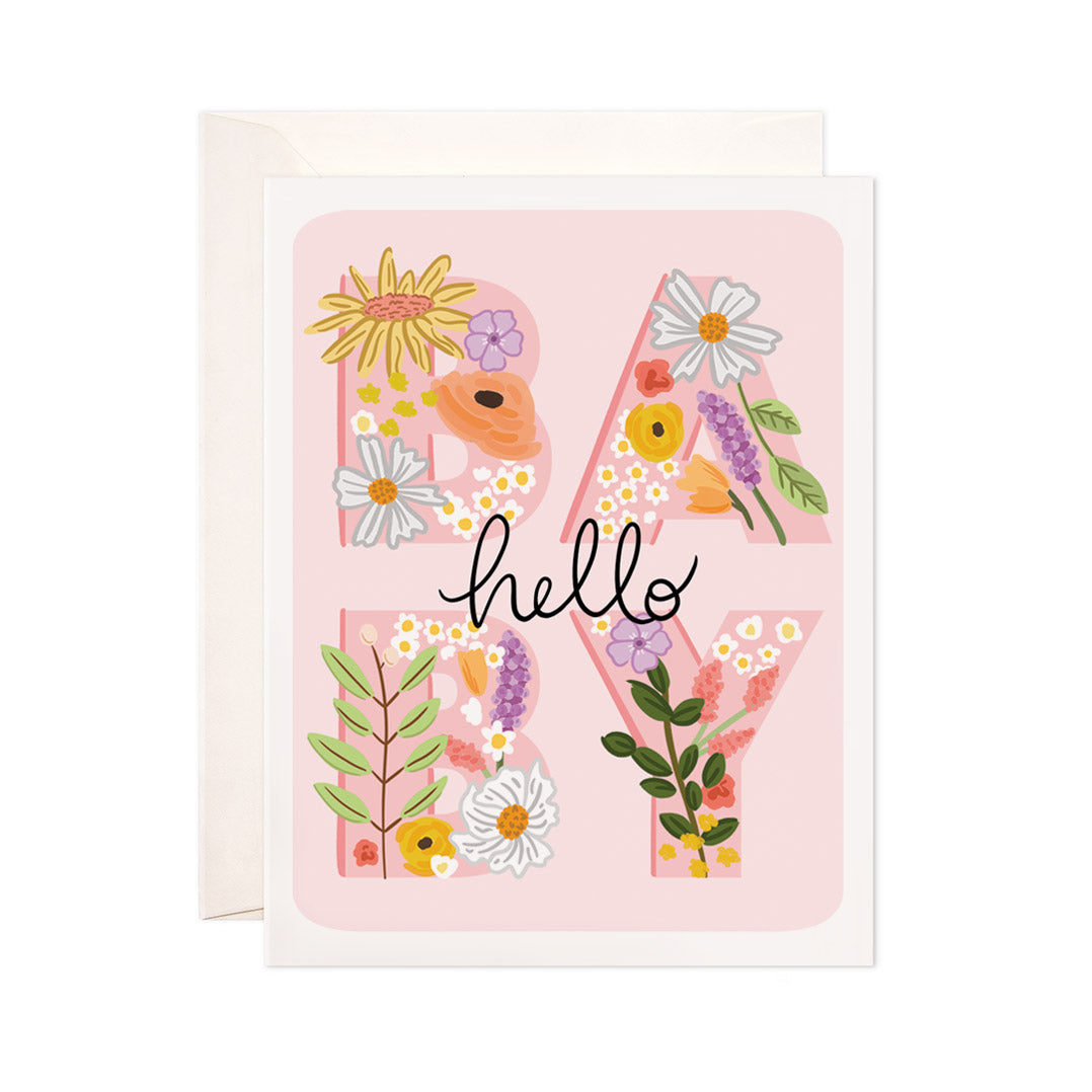 Hello Baby Pink Greeting Card | Bloomwolf Studio