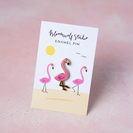 Flamingo Enamel Pin - Bloomwolf Studio 1 Pink Flamingo Pin
