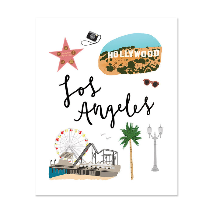 City Art Prints - Los Angeles - Bloomwolf Studio Print About What to Do in Los Angeles, Neutral and Bright Colors, City Landmarks + Historical Places + Notable Places 