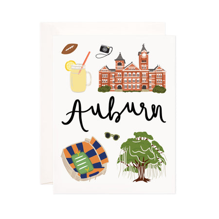 Auburn - Bloomwolf Studio Card About Auburn, Things to Do, Bright Colors, State Landmarks + Historical Places + Notable Places