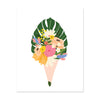 Bouquet Art Print - Bloomwolf Studio Print of Bouquet of Yellow, Pink, Beige, White and Blue Flowers, Monstera Leaf
