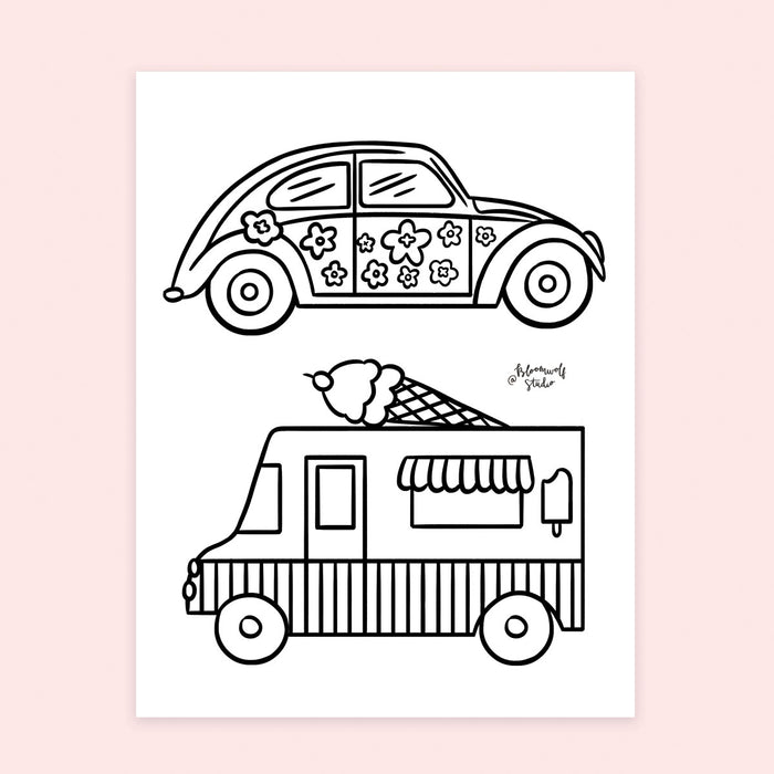 Buggie & Ice Cream Truck Coloring Sheet