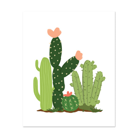 Cacti Field Art Print - Bloomwolf Studio Print of 4 Green Cacti