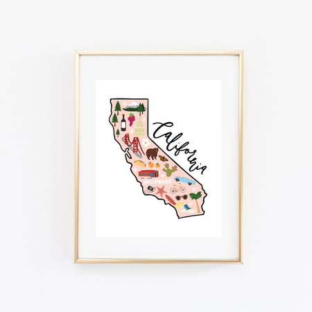 State Art Prints - California - Bloomwolf Studio