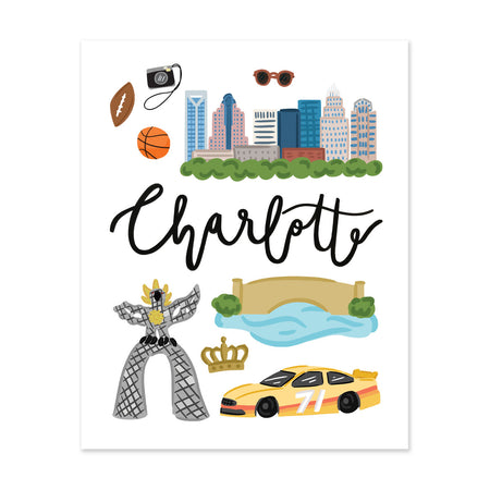 City Art Prints - Charlotte - Bloomwolf Studio Print of Charlotte, Things to Do, Bright Colors, State Landmarks + Historical Places + Notable Places
