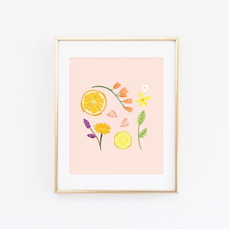 Citrus & Flowers Art Print - Bloomwolf Studio