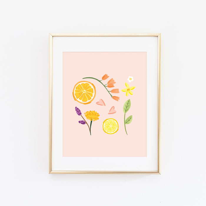 Citrus & Flowers Art Print - Bloomwolf Studio