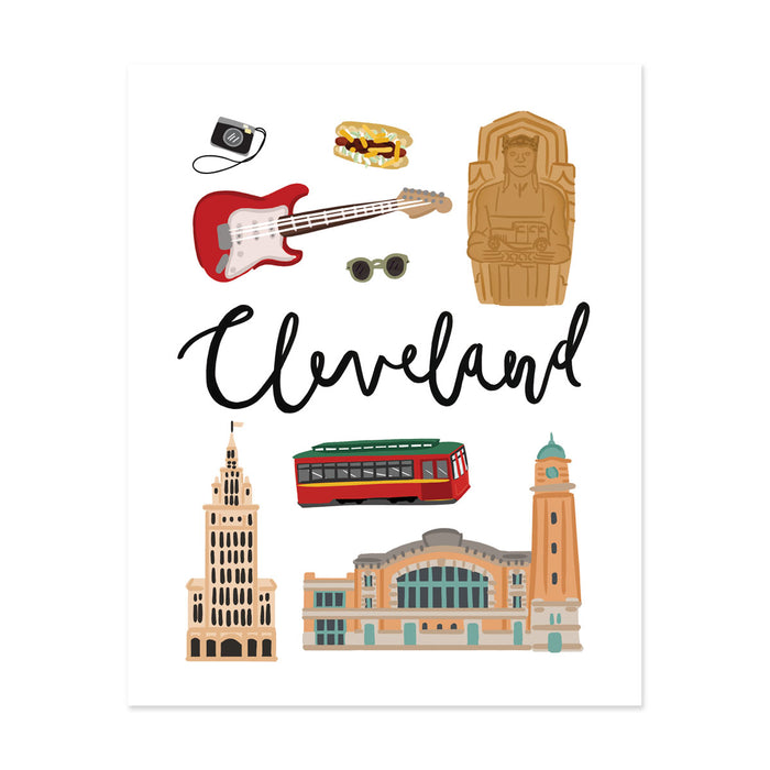 City Art Prints - Cleveland - Bloomwolf Studio Print About Things to Do in Cleveland, Neutral Colors, City Landmarks + Historical Places + Notable Places