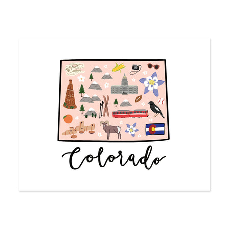 State Art Prints - Colorado - Bloomwolf Studio Print About Things to Do in Colorado, Neutral Colors, City Landmarks + Historical Places + Notable Places