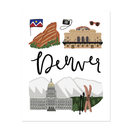 City Art Prints - Denver - Bloomwolf Studio Print About Things to Do in Denver, Neutral Colors, City Landmarks + Historical Places + Notable Places