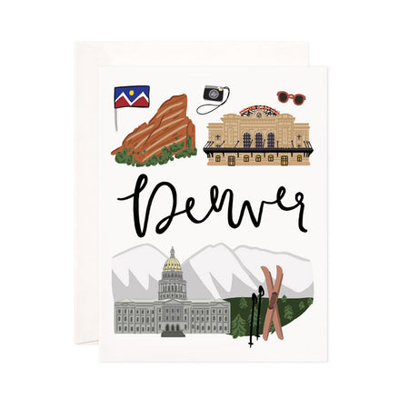 Denver - Bloomwolf Studio Card About Things to Do in Denver, Bright Colors, State Landmarks + Historical Places + Notable Places