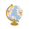 Globe Sticker - Bloomwolf Studio Sticker of a Globe With With Beige, Yellow, Red, Pink Flowers 