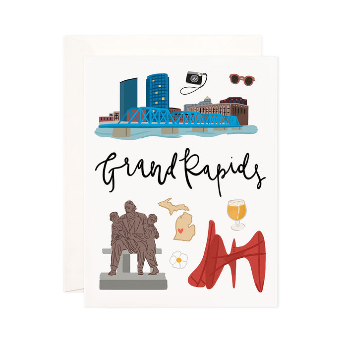Grand Rapids - Bloomwolf Studio Card About Things to Do in Grand Rapids, Bright Colors, State Landmarks + Historical Places + Notable Places