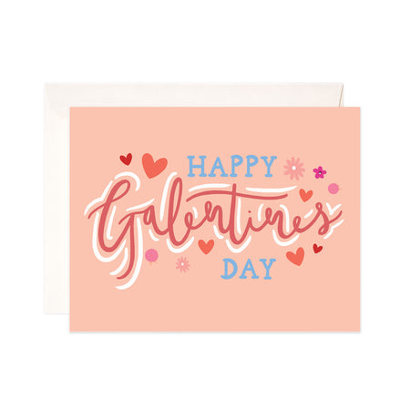 Happy Galentine's Day - Bloomwolf Studio Card for Galentines Day, Red, Blue, Orange, Pink Colors With Flowers, Hearts