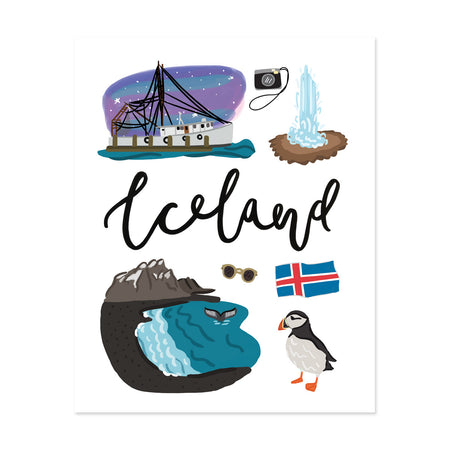Iceland Art Print - Bloomwolf Studio Print About Things to Do in Iceland, Dark and Neutral Colors, City Landmarks + Historical Places + Notable Places