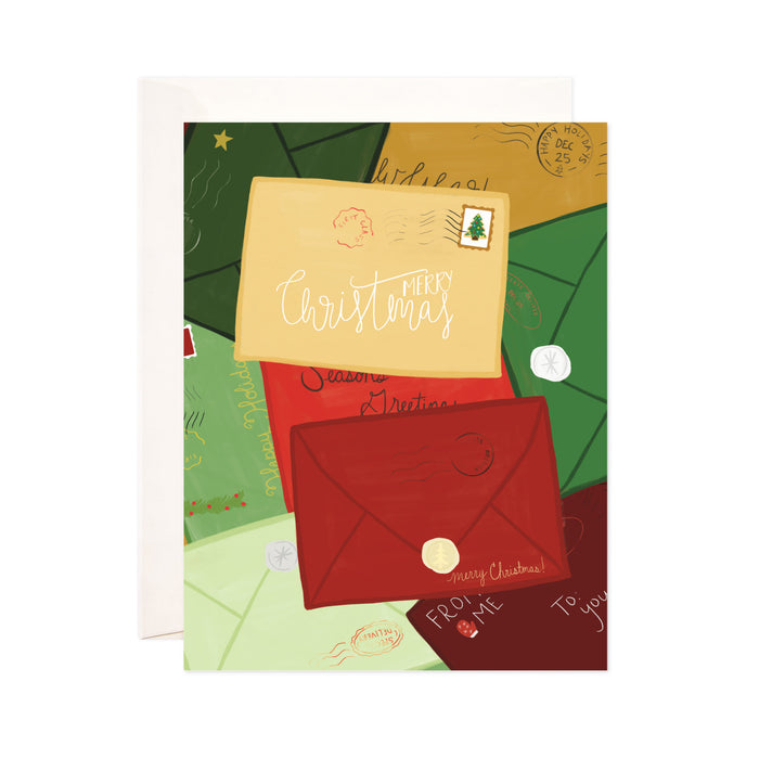 Christmas + Holiday Mail - Bloomwolf Studio Christmas + Holiday Card, Yellow, Red and Green Mail Envelopes, Postal Cards