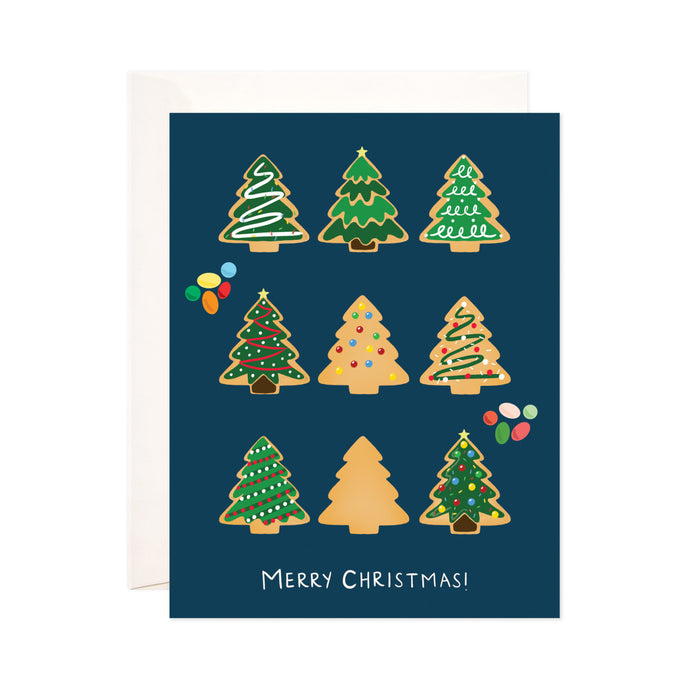 Christmas + Holiday Tree Cookies - Bloomwolf Studio Christmas + Holiday Card, Bright Colors, Green and Brown Gingerbread Christmas + Holiday Tree
