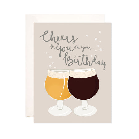 Cheers to You - Bloomwolf Studio Card That Says Cheers to You on Your Birthday,  Wine Glass, Yellow and Neutral Colors