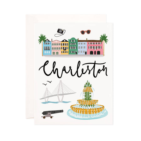 Charleston - Bloomwolf Studio Card About Things to Do in Charleston, Bright Colors, State Landmarks + Historical Places + Notable Places