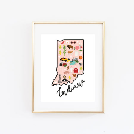 State Art Prints - Indiana - Bloomwolf Studio