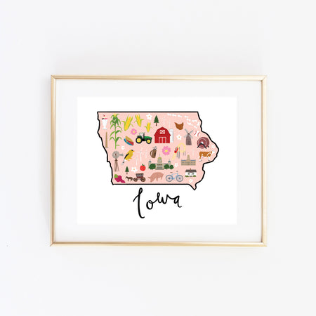 State Art Prints - Iowa - Bloomwolf Studio