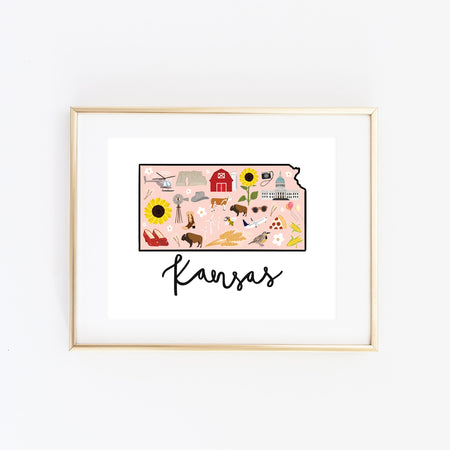 State Art Prints - Kansas - Bloomwolf Studio