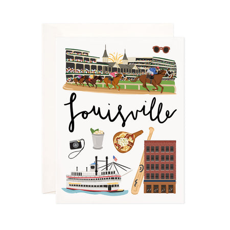 Louisville - Bloomwolf Studio Card About Things to Do in Louisville, Bright Colors, State Landmarks + Historical Places + Notable Places