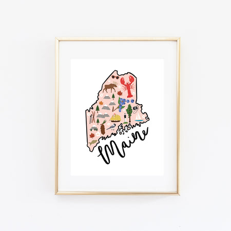 State Art Prints - Maine - Bloomwolf Studio
