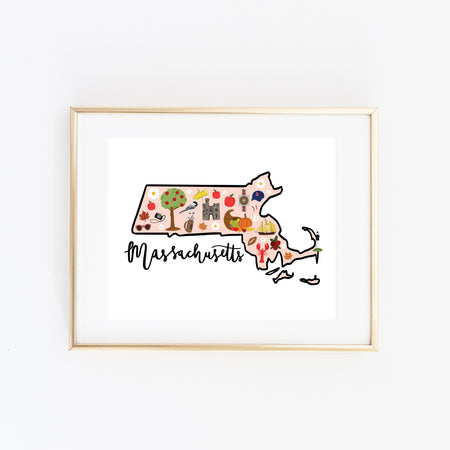 State Art Prints - Massachusetts - Bloomwolf Studio