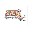 State Art Prints - Massachusetts - Bloomwolf Studio Print About Massachusetts, Bright Colors, Things to Do, City Landmarks + Historical Places + Notable Places