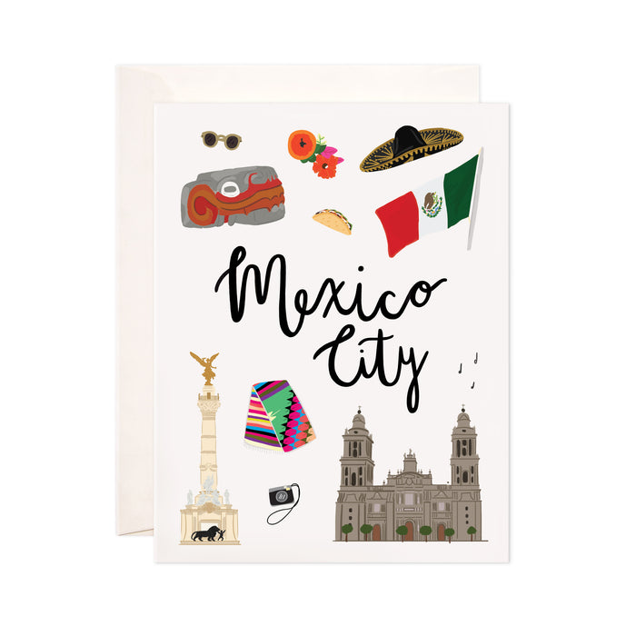 Mexico City - Bloomwolf Studio Card About What to Do in Mexico City, Neutral, Bright Colors, Landmarks + Historical Places + Notable Places