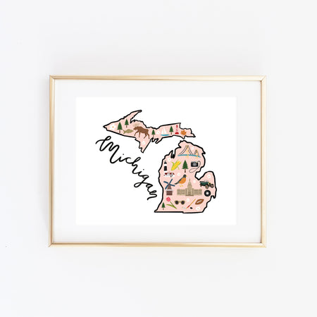 State Art Prints - Michigan - Bloomwolf Studio