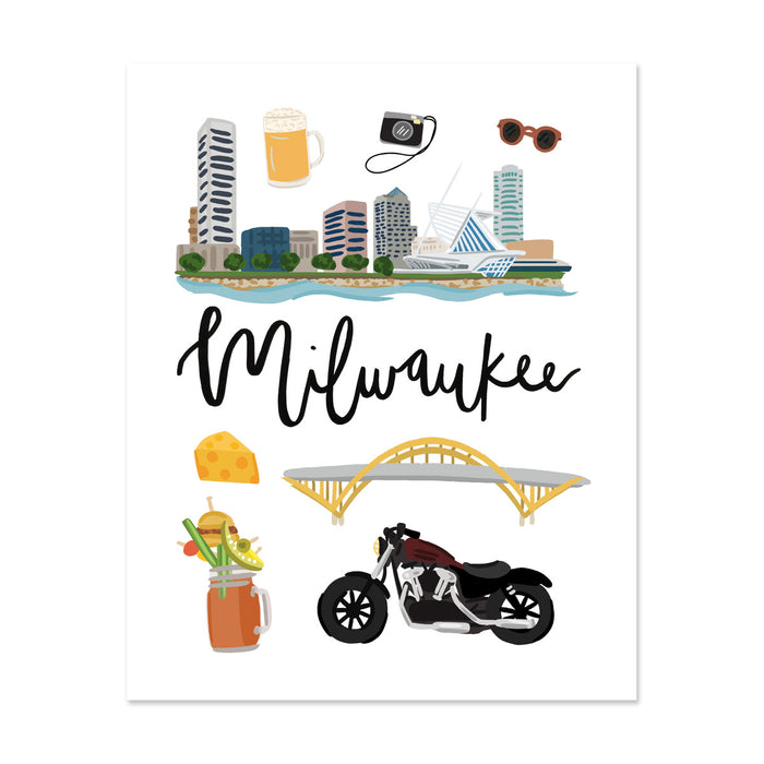 City Art Prints - Milwaukee - Bloomwolf Studio Print About Things to Do in Milwaukee, Neutral Colors, City Landmarks + Historical Places + Notable Places