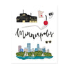 City Art Prints - Minneapolis - Bloomwolf Studio Print About Things to Do in Minneapolis, City Landmarks + Historical Places + Notable Places, Green, Blue, Black, Yellow, Red