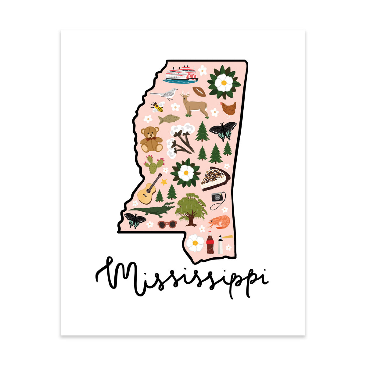 State Art Prints Mississippi Bloomwolf Studio