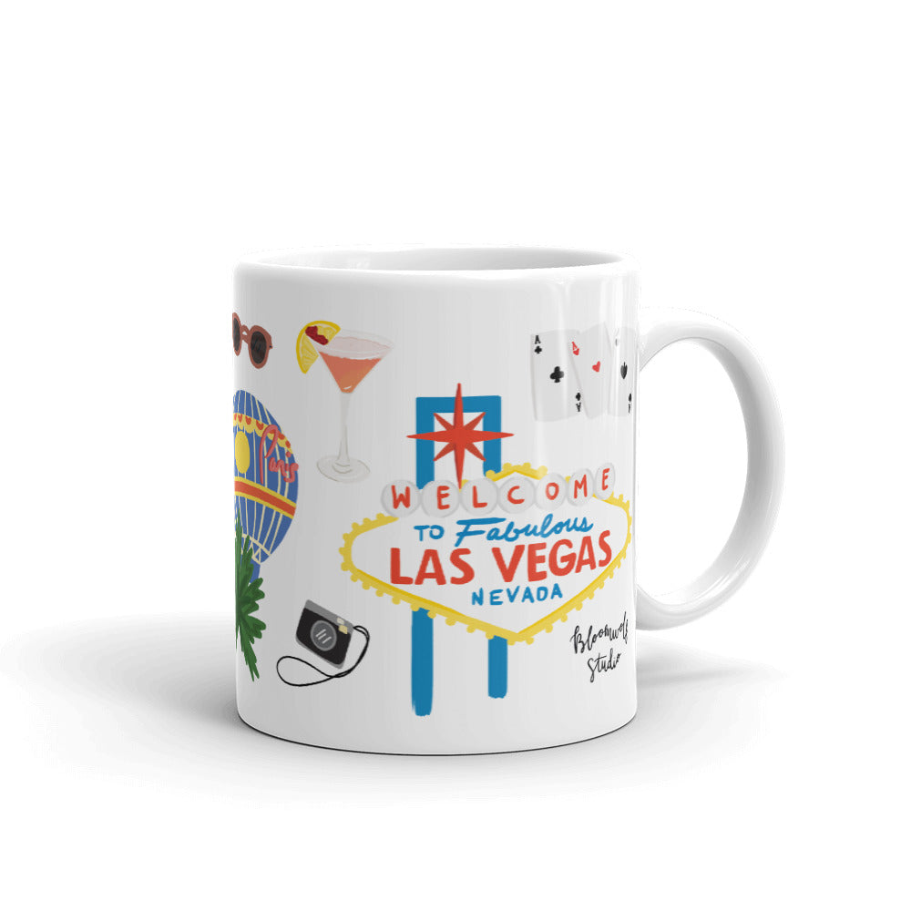 Blue Las Vegas Mug with Fountains - Las Vegas Merch Co