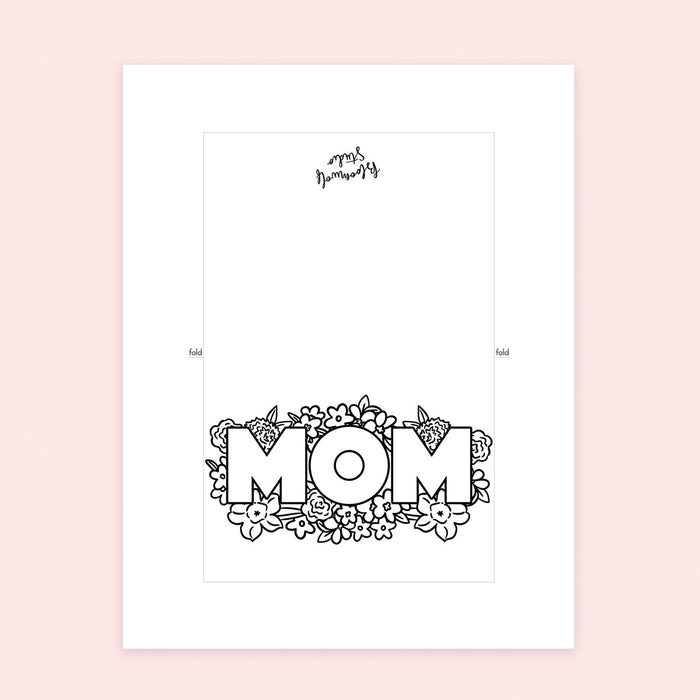 Mom Card Coloring Sheet