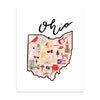 State Art Prints - Ohio - Bloomwolf Studio Print of Louisiana Map, Things to Do, Bright Colors, State Landmarks + Historical Places + Notable Places