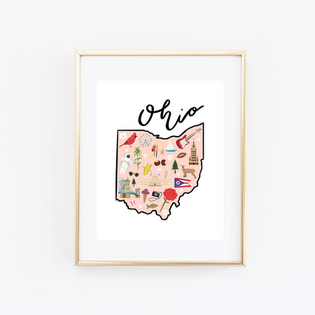 State Art Prints - Ohio - Bloomwolf Studio