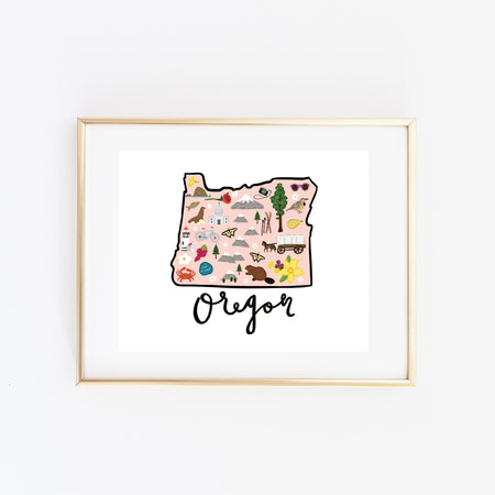 State Art Prints - Oregon - Bloomwolf Studio