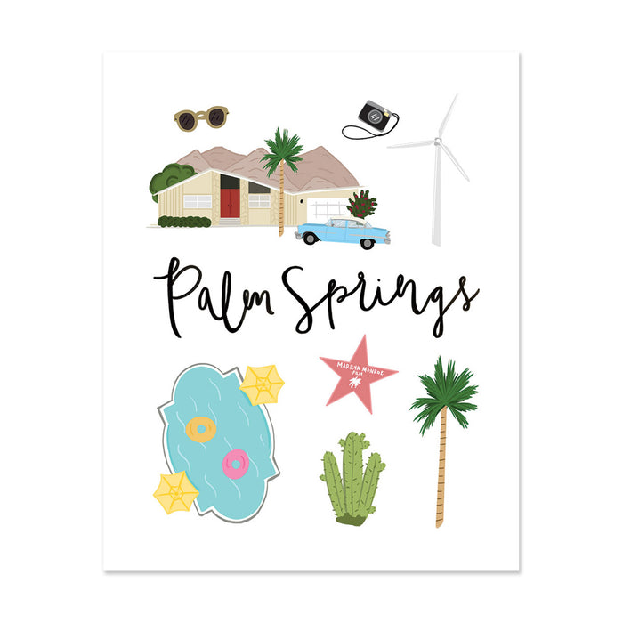 City Art Prints - Palm Springs - Bloomwolf Studio Print About Things to Do in Palm Springs, Neutral and  Pastel Colors, City Landmarks + Historical Places + Notable Places