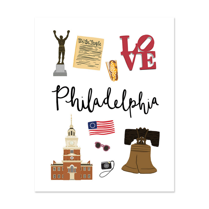 City Art Prints - Philadelphia - Bloomwolf Studio Print About Things to Do in Philadelphia, Neutral Colors, City Landmarks + Historical Places + Notable Places