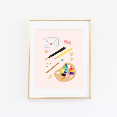 Pink Stationery Art Print - Bloomwolf Studio
