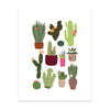 Plants Pattern Art Print - Bloomwolf Studio Print With Green Plants, in Maroon, Pink Brown, Beige Pots