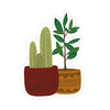 Potted Plants Stickers - Bloomwolf Studio Sticker of Plants in Red and Orange Pots, Cactus, Green Leaves 